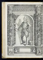 Picture 39 of 49 from Der aller durchleuchtigisten und grossmächtigen Kayser ... Königen und Ertzherzogen ... Fürsten wie auch Grafen, Herren vom Adel ... warhafftige Bildtnussen und kurtze Beschreibungen ihrer so wol in Fridts: als Kriegszzeiten verrichten fürnembsten Thaten und Handlungen : deren Waffen und Rüstungen ... fasst auss allen Landen der Welt ... unnd in der weytberühmbten Künstkammer ... in dem fürstlichen Schloss Ombrass, nit weyt von Inssprugg gelegen ... zu ewiger Gedächtnuss auffbehalten werden ... (1603), leaf 209
