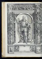 An illustration from Der aller durchleuchtigisten und grossmächtigen Kayser ... Königen und Ertzherzogen ... Fürsten wie auch Grafen, Herren vom Adel ... warhafftige Bildtnussen und kurtze Beschreibungen ihrer so wol in Fridts: als Kriegszzeiten verrichten fürnembsten Thaten und Handlungen : deren Waffen und Rüstungen ... fasst auss allen Landen der Welt ... unnd in der weytberühmbten Künstkammer ... in dem fürstlichen Schloss Ombrass, nit weyt von Inssprugg gelegen ... zu ewiger Gedächtnuss auffbehalten werden ... (1603)