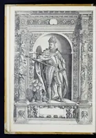Picture 2 of 49 from Der aller durchleuchtigisten und grossmächtigen Kayser ... Königen und Ertzherzogen ... Fürsten wie auch Grafen, Herren vom Adel ... warhafftige Bildtnussen und kurtze Beschreibungen ihrer so wol in Fridts: als Kriegszzeiten verrichten fürnembsten Thaten und Handlungen : deren Waffen und Rüstungen ... fasst auss allen Landen der Welt ... unnd in der weytberühmbten Künstkammer ... in dem fürstlichen Schloss Ombrass, nit weyt von Inssprugg gelegen ... zu ewiger Gedächtnuss auffbehalten werden ... (1603), leaf 29