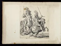 An illustration from Das grosse Carrosel und prächtige Ring-Rännen : nebst dem was sonsten fürtrefliches zu sehen war, alss ... Carl der eÿlffte, die Regierung seines vaterlichen Erb-Königreichs anno M.DC.LXXII. den XVIII.den Decembris ln seiner königlichen Residentz zu Stockholm antratt (1685)