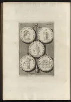 An illustration from Constantii Landi, Complani comitis, Selectiorvm nvmismatvm praecipve Romanorvm expositiones : elegantibus nummorum ectypis, & indicibus necessariis instructae (1695)