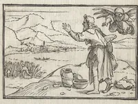 Picture 47 of 49 from Icones historiarvm Veteris Testamenti : ad viuum expressae, extremàque diligentia emendatiores factae : Gallicis in expositione homoeoteleutis, ac versuum ordinibus (qui priùs turbati, ac impares) suo numero restitutis (1547), leaf 101