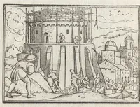 An illustration from Icones historiarvm Veteris Testamenti : ad viuum expressae, extremàque diligentia emendatiores factae : Gallicis in expositione homoeoteleutis, ac versuum ordinibus (qui priùs turbati, ac impares) suo numero restitutis (1547)