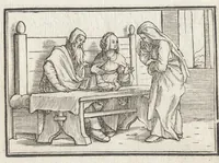 Picture 18 of 49 from Icones historiarvm Veteris Testamenti : ad viuum expressae, extremàque diligentia emendatiores factae : Gallicis in expositione homoeoteleutis, ac versuum ordinibus (qui priùs turbati, ac impares) suo numero restitutis (1547), leaf 45