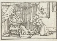 Picture 22 of 49 from Icones historiarvm Veteris Testamenti : ad viuum expressae, extremàque diligentia emendatiores factae : Gallicis in expositione homoeoteleutis, ac versuum ordinibus (qui priùs turbati, ac impares) suo numero restitutis (1547), leaf 55