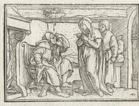 Picture 32 of 49 from Icones historiarvm Veteris Testamenti : ad viuum expressae, extremàque diligentia emendatiores factae : Gallicis in expositione homoeoteleutis, ac versuum ordinibus (qui priùs turbati, ac impares) suo numero restitutis (1547), leaf 73
