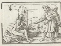 Picture 34 of 49 from Icones historiarvm Veteris Testamenti : ad viuum expressae, extremàque diligentia emendatiores factae : Gallicis in expositione homoeoteleutis, ac versuum ordinibus (qui priùs turbati, ac impares) suo numero restitutis (1547), leaf 75