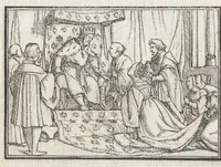 Picture 35 of 49 from Icones historiarvm Veteris Testamenti : ad viuum expressae, extremàque diligentia emendatiores factae : Gallicis in expositione homoeoteleutis, ac versuum ordinibus (qui priùs turbati, ac impares) suo numero restitutis (1547), leaf 77