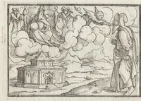 Picture 39 of 49 from Icones historiarvm Veteris Testamenti : ad viuum expressae, extremàque diligentia emendatiores factae : Gallicis in expositione homoeoteleutis, ac versuum ordinibus (qui priùs turbati, ac impares) suo numero restitutis (1547), leaf 85