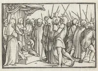 Picture 44 of 49 from Icones historiarvm Veteris Testamenti : ad viuum expressae, extremàque diligentia emendatiores factae : Gallicis in expositione homoeoteleutis, ac versuum ordinibus (qui priùs turbati, ac impares) suo numero restitutis (1547), leaf 95