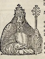 An illustration from Catalogvs annorvm et principvm siue monarcharvm mvndi geminvs : plerisqve in locis obscvrioribus illustratus & in caelebrioribus locupletatus atq[ue] à mendis, recognitione diligenti repurgatus : cum accessione multorum aliorum quae in priori aeditione non continebantur, quemadmodum suis locis toto libro uidere licebit, ab homine condito, usq[ue] in praesentem, à nato Christo, millesimum quingentesimum & quinquagesimum annum deductus & continuatus (1550)