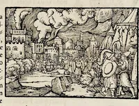 An illustration from Catalogvs annorvm et principvm siue monarcharvm mvndi geminvs : plerisqve in locis obscvrioribus illustratus & in caelebrioribus locupletatus atq[ue] à mendis, recognitione diligenti repurgatus : cum accessione multorum aliorum quae in priori aeditione non continebantur, quemadmodum suis locis toto libro uidere licebit, ab homine condito, usq[ue] in praesentem, à nato Christo, millesimum quingentesimum & quinquagesimum annum deductus & continuatus (1550)