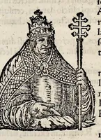 An illustration from Catalogvs annorvm et principvm siue monarcharvm mvndi geminvs : plerisqve in locis obscvrioribus illustratus & in caelebrioribus locupletatus atq[ue] à mendis, recognitione diligenti repurgatus : cum accessione multorum aliorum quae in priori aeditione non continebantur, quemadmodum suis locis toto libro uidere licebit, ab homine condito, usq[ue] in praesentem, à nato Christo, millesimum quingentesimum & quinquagesimum annum deductus & continuatus (1550)