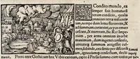 An illustration from Catalogvs annorvm et principvm siue monarcharvm mvndi geminvs : plerisqve in locis obscvrioribus illustratus & in caelebrioribus locupletatus atq[ue] à mendis, recognitione diligenti repurgatus : cum accessione multorum aliorum quae in priori aeditione non continebantur, quemadmodum suis locis toto libro uidere licebit, ab homine condito, usq[ue] in praesentem, à nato Christo, millesimum quingentesimum & quinquagesimum annum deductus & continuatus (1550)