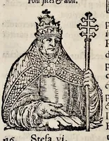 An illustration from Catalogvs annorvm et principvm siue monarcharvm mvndi geminvs : plerisqve in locis obscvrioribus illustratus & in caelebrioribus locupletatus atq[ue] à mendis, recognitione diligenti repurgatus : cum accessione multorum aliorum quae in priori aeditione non continebantur, quemadmodum suis locis toto libro uidere licebit, ab homine condito, usq[ue] in praesentem, à nato Christo, millesimum quingentesimum & quinquagesimum annum deductus & continuatus (1550)