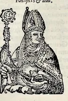 An illustration from Catalogvs annorvm et principvm siue monarcharvm mvndi geminvs : plerisqve in locis obscvrioribus illustratus & in caelebrioribus locupletatus atq[ue] à mendis, recognitione diligenti repurgatus : cum accessione multorum aliorum quae in priori aeditione non continebantur, quemadmodum suis locis toto libro uidere licebit, ab homine condito, usq[ue] in praesentem, à nato Christo, millesimum quingentesimum & quinquagesimum annum deductus & continuatus (1550)