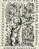 An illustration from Catalogvs annorvm et principvm siue monarcharvm mvndi geminvs : plerisqve in locis obscvrioribus illustratus & in caelebrioribus locupletatus atq[ue] à mendis, recognitione diligenti repurgatus : cum accessione multorum aliorum quae in priori aeditione non continebantur, quemadmodum suis locis toto libro uidere licebit, ab homine condito, usq[ue] in praesentem, à nato Christo, millesimum quingentesimum & quinquagesimum annum deductus & continuatus (1550)