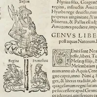 An illustration from Catalogvs annorvm et principvm siue monarcharvm mvndi geminvs : plerisqve in locis obscvrioribus illustratus & in caelebrioribus locupletatus atq[ue] à mendis, recognitione diligenti repurgatus : cum accessione multorum aliorum quae in priori aeditione non continebantur, quemadmodum suis locis toto libro uidere licebit, ab homine condito, usq[ue] in praesentem, à nato Christo, millesimum quingentesimum & quinquagesimum annum deductus & continuatus (1550)