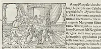 An illustration from Catalogvs annorvm et principvm siue monarcharvm mvndi geminvs : plerisqve in locis obscvrioribus illustratus & in caelebrioribus locupletatus atq[ue] à mendis, recognitione diligenti repurgatus : cum accessione multorum aliorum quae in priori aeditione non continebantur, quemadmodum suis locis toto libro uidere licebit, ab homine condito, usq[ue] in praesentem, à nato Christo, millesimum quingentesimum & quinquagesimum annum deductus & continuatus (1550)