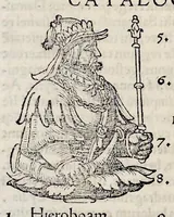 An illustration from Catalogvs annorvm et principvm siue monarcharvm mvndi geminvs : plerisqve in locis obscvrioribus illustratus & in caelebrioribus locupletatus atq[ue] à mendis, recognitione diligenti repurgatus : cum accessione multorum aliorum quae in priori aeditione non continebantur, quemadmodum suis locis toto libro uidere licebit, ab homine condito, usq[ue] in praesentem, à nato Christo, millesimum quingentesimum & quinquagesimum annum deductus & continuatus (1550)