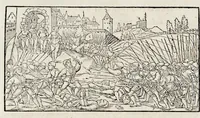 An illustration from Catalogvs annorvm et principvm siue monarcharvm mvndi geminvs : plerisqve in locis obscvrioribus illustratus & in caelebrioribus locupletatus atq[ue] à mendis, recognitione diligenti repurgatus : cum accessione multorum aliorum quae in priori aeditione non continebantur, quemadmodum suis locis toto libro uidere licebit, ab homine condito, usq[ue] in praesentem, à nato Christo, millesimum quingentesimum & quinquagesimum annum deductus & continuatus (1550)