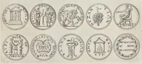 An illustration from Numismata imperatorum, Augustarum et Caesarum, a populis, Romanae ditionis, graecè loquentibus, ex omni modulo percussa ... (1700)