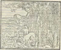 An illustration from La Hypnerotomachia di Poliphilo : cioè pvgna d'amore in sogno, dov'egli mostra, che tvtte le cose hvmane non sono altro che sogno, & doue narra molt'altre cose degne di cognitione (1545)