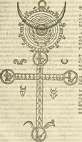 An illustration from Athanasii Kircheri e Soc. Iesu Obeliscus Pamphilius, hoc est, Interpretatio noua & hucusque intentata obelisci hieroglyphici quem non ita pridem ex veteri hippodromo Antonini Caracallae Caesaris, in agonale forum transtulit, integritati restituit & in Vbis Aeternae ornamentum erexit Innocentius X. Pont. Max. : in quo post varia Aegyptiacae, Chaldaicae, Hebraicae, Graecanicae antiquitatis doctrinaeque qua sacrae, qua profanae monumenta, veterum tandem theologia, hieroglyphicis inuoluta symbolis, detecta e tenebris in lucem asseritur (1650)