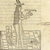 An illustration from Athanasii Kircheri e Soc. Iesu Obeliscus Pamphilius, hoc est, Interpretatio noua & hucusque intentata obelisci hieroglyphici quem non ita pridem ex veteri hippodromo Antonini Caracallae Caesaris, in agonale forum transtulit, integritati restituit & in Vbis Aeternae ornamentum erexit Innocentius X. Pont. Max. : in quo post varia Aegyptiacae, Chaldaicae, Hebraicae, Graecanicae antiquitatis doctrinaeque qua sacrae, qua profanae monumenta, veterum tandem theologia, hieroglyphicis inuoluta symbolis, detecta e tenebris in lucem asseritur (1650)