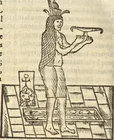 An illustration from Athanasii Kircheri e Soc. Iesu Obeliscus Pamphilius, hoc est, Interpretatio noua & hucusque intentata obelisci hieroglyphici quem non ita pridem ex veteri hippodromo Antonini Caracallae Caesaris, in agonale forum transtulit, integritati restituit & in Vbis Aeternae ornamentum erexit Innocentius X. Pont. Max. : in quo post varia Aegyptiacae, Chaldaicae, Hebraicae, Graecanicae antiquitatis doctrinaeque qua sacrae, qua profanae monumenta, veterum tandem theologia, hieroglyphicis inuoluta symbolis, detecta e tenebris in lucem asseritur (1650)