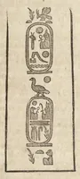 An illustration from Athanasii Kircheri è Societ. Jesu, Sphinx mystagoga, sive, Diatribe hieroglyphica : qua mumiae, ex Memphiticis pyramidum adytis erutae, & non ita pridem in Galliam transmissae, juxta veterum hieromystarum mentem, intentionemque, plena fide & exacta exhibetur interpretatio : ad inclytos, abstrusiorumque cognitionum peritia instructissimos Galliae philologos directa (1676)