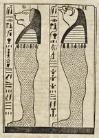 Picture 15 of 20 from Athanasii Kircheri è Societ. Jesu, Sphinx mystagoga, sive, Diatribe hieroglyphica : qua mumiae, ex Memphiticis pyramidum adytis erutae, & non ita pridem in Galliam transmissae, juxta veterum hieromystarum mentem, intentionemque, plena fide & exacta exhibetur interpretatio : ad inclytos, abstrusiorumque cognitionum peritia instructissimos Galliae philologos directa (1676), leaf 65