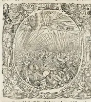 An illustration from C. Julij des Ersten Rö. Keysers, Warhafftige Beschreibunge aller namhafften fürtrefflichen Kriege ... sampt den Büchern Auli Hircij Antopij von den Schlachten, die wolgedachter Julius zu Alexandria, item in Africa vnd wider die Spanier gethan hat (1565)