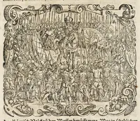 An illustration from C. Julij des Ersten Rö. Keysers, Warhafftige Beschreibunge aller namhafften fürtrefflichen Kriege ... sampt den Büchern Auli Hircij Antopij von den Schlachten, die wolgedachter Julius zu Alexandria, item in Africa vnd wider die Spanier gethan hat (1565)
