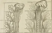 An illustration from Reigle generalle d'architectvre des cinq manieres de colonnes : à sçauoir, tuscane, dorique, ionique, corinthe, & cõposite : & enrichi de plusieurs autres, à exemple de l'antique (1568)