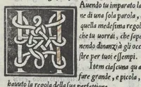 An illustration from Lo presente libro insegna la vera arte delo excelle[n]te scriuere de diuerse varie sorti de litere : le quali se fano p[e]r geometrica ragione & con la presente opera ognuno le potra imparare impochi giorni p[er] lo amaistramento, ragione, & essempli, come qui seguente vederai (1544)