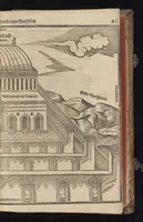An illustration from Itinerarium Sacrae Scripturae, das ist, Ein Reisebuch uber die gantze heilige Schrifft in zwey Bücher getheilet : der erste Theil begreifft alle Reisen der lieben Patriarchen, Richter, Könige, Propheten, Fürsten, etc. nach deutschen Meilen ausgerechnet vnnd die Ländere Städte, Wasser, Berg vnd Thal, deren in heiliger Schrifft gedacht wird, nach aller Gelegenheit und Gestalt beschrieben ... der ander gehet auff das Newe Testament vnd zeiget an wie die Jungfraw Maria, Joseph, die Weisen aus Morgenland, der Herr Jesus Christus vnd die lieben Apostel gereiset haben ... : zuuor gemehret mit einem Büchlein De Monetis et Mensuris, darin alle Silbern vnd Goldmüntze, auch Korn vnd Weinmass, deren in heiliger Schrifft gedacht, nach Notturfft erkleret werden : jetzt aber auffs newe durch den Autoren selbst mit Fleiss vbersehen ... gemehret vnd gebessert, insonderheit aber mit einer feinen nützlichen Erklerung dess Buchs Josua (1597)
