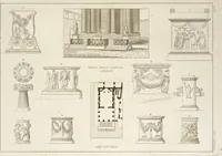 An illustration from L'architettura antica descritta e dimostrata coi monumenti ... : opera divisa in tre sezioni risguardanti la storia, la teorica, e le pratiche dell' architettura egiziana, greca e romana (1830)