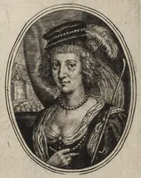 An illustration from Les vrais pourtraits de quelques unes des plus grandes dames de la chrestiente, desguisees en bergeres, I.[-IV.] partie = Ware afbeeldinghe van eenige der aldergrootste ende doorluchtigste vrouwen van heel christenrijck, vertoont in gedaente als herderinnen, I.[-IV.] deel (1640)