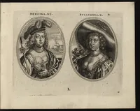 Picture 5 of 23 from Les vrais pourtraits de quelques unes des plus grandes dames de la chrestiente, desguisees en bergeres, I.[-IV.] partie = Ware afbeeldinghe van eenige der aldergrootste ende doorluchtigste vrouwen van heel christenrijck, vertoont in gedaente als herderinnen, I.[-IV.] deel (1640), leaf 36