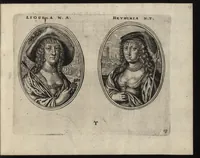 Picture 11 of 23 from Les vrais pourtraits de quelques unes des plus grandes dames de la chrestiente, desguisees en bergeres, I.[-IV.] partie = Ware afbeeldinghe van eenige der aldergrootste ende doorluchtigste vrouwen van heel christenrijck, vertoont in gedaente als herderinnen, I.[-IV.] deel (1640), leaf 54