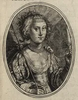 An illustration from Les vrais pourtraits de quelques unes des plus grandes dames de la chrestiente, desguisees en bergeres, I.[-IV.] partie = Ware afbeeldinghe van eenige der aldergrootste ende doorluchtigste vrouwen van heel christenrijck, vertoont in gedaente als herderinnen, I.[-IV.] deel (1640)