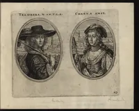 Picture 15 of 23 from Les vrais pourtraits de quelques unes des plus grandes dames de la chrestiente, desguisees en bergeres, I.[-IV.] partie = Ware afbeeldinghe van eenige der aldergrootste ende doorluchtigste vrouwen van heel christenrijck, vertoont in gedaente als herderinnen, I.[-IV.] deel (1640), leaf 64