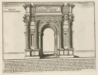 Picture 12 of 32 from Romanæ magnitvdinis monvmenta : qvæ vrbem illam orbis dominam velvt redivivam exhibent posteritati, vetervm recentiorvmqve qvotqvot hac de re scripservnt avthoritate probata, qvibvs svffragantvr nvmismata, et mvsea principvm præsertim fragmenta marmorea Farnesiana, qvæ vrbis antiqvæ ichnographiam continent (1699), leaf 144