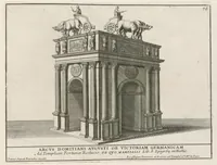 Picture 14 of 32 from Romanæ magnitvdinis monvmenta : qvæ vrbem illam orbis dominam velvt redivivam exhibent posteritati, vetervm recentiorvmqve qvotqvot hac de re scripservnt avthoritate probata, qvibvs svffragantvr nvmismata, et mvsea principvm præsertim fragmenta marmorea Farnesiana, qvæ vrbis antiqvæ ichnographiam continent (1699), leaf 158