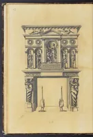 An illustration from Second livre d'architectvre, contenant plusieurs & diuerses ordonances de cheminees, lucarnes, portes, fonteines, puis & pauillons, pour enrichir tant le dedans que le dehors de tous edifices. Auec les desseins de dix sepultures toutes differentes (1561)