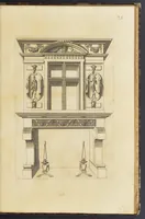 An illustration from Second livre d'architectvre, contenant plusieurs & diuerses ordonances de cheminees, lucarnes, portes, fonteines, puis & pauillons, pour enrichir tant le dedans que le dehors de tous edifices. Auec les desseins de dix sepultures toutes differentes (1561)