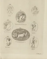 An illustration from A descriptive catalogue of a general collection of ancient and modern engraved gems, cameos as well as intaglios, taken from the most celebrated cabinets in Europe and cast in coloured pastes, white enamel, and sulphur, by James Tassie, modeller (1791)
