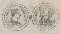 An illustration from Thesaurus Brandenburgicus selectus, sive, Gemmarum et numismatum Graecorum in cimeliarchio electorali Brandenburgico elegantiorum series (1696)