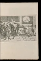 An illustration from Vita di San Diego, dipinta nella Cappella di S. Giacomo de Spagnuoli in Roma da Annibale Carracci (1646)